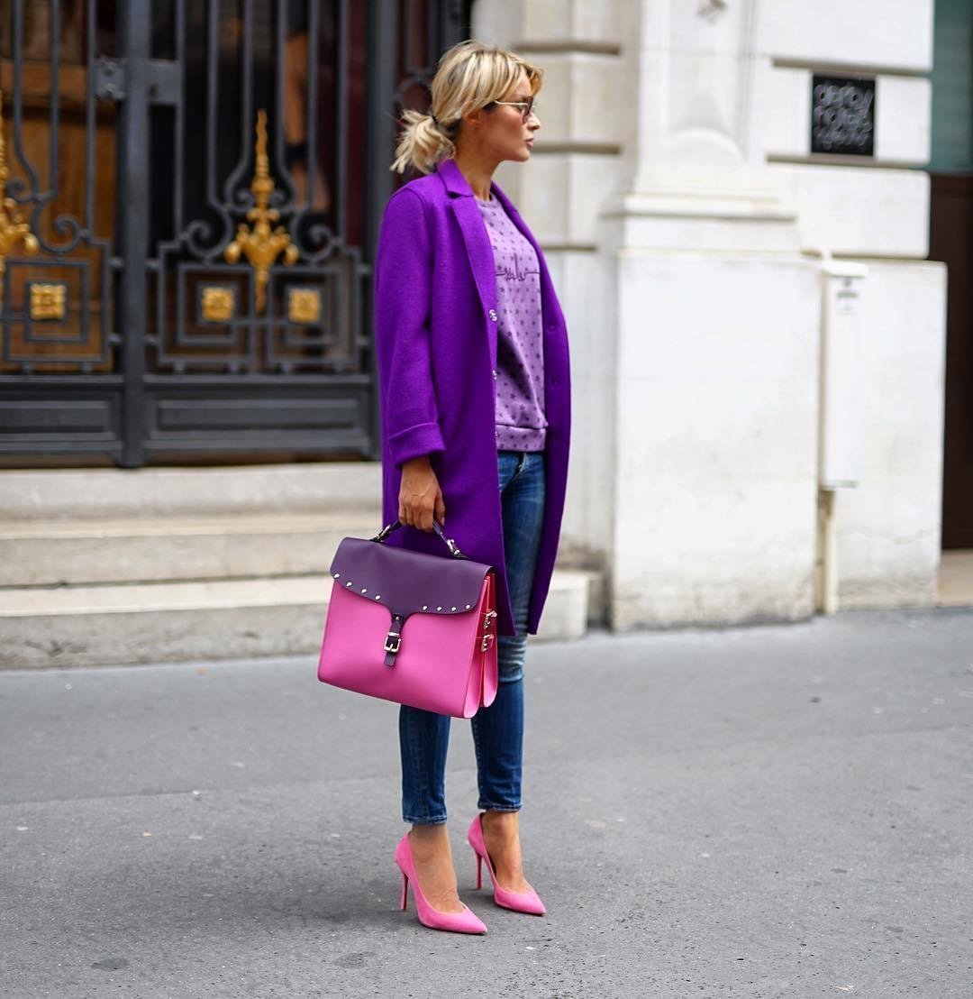 Образ с сиреневыми туфлями