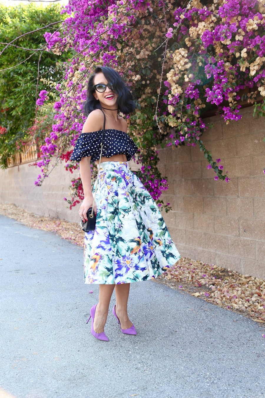 Образ с сиреневыми туфлями