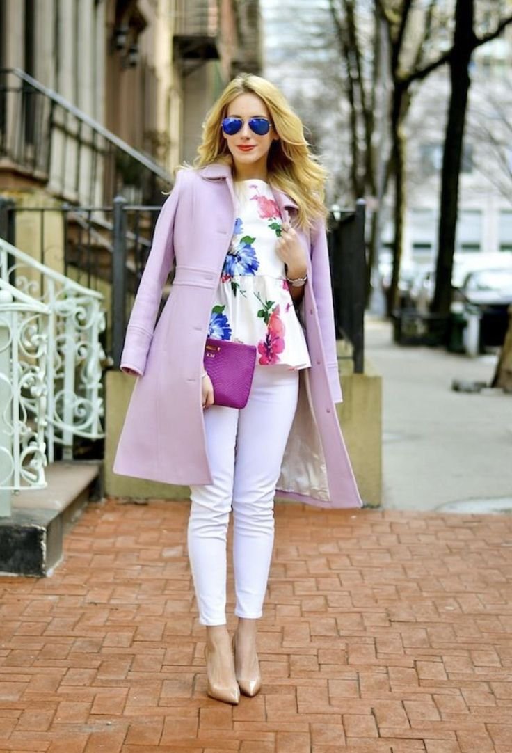 Образ с фиолетовыми туфлями