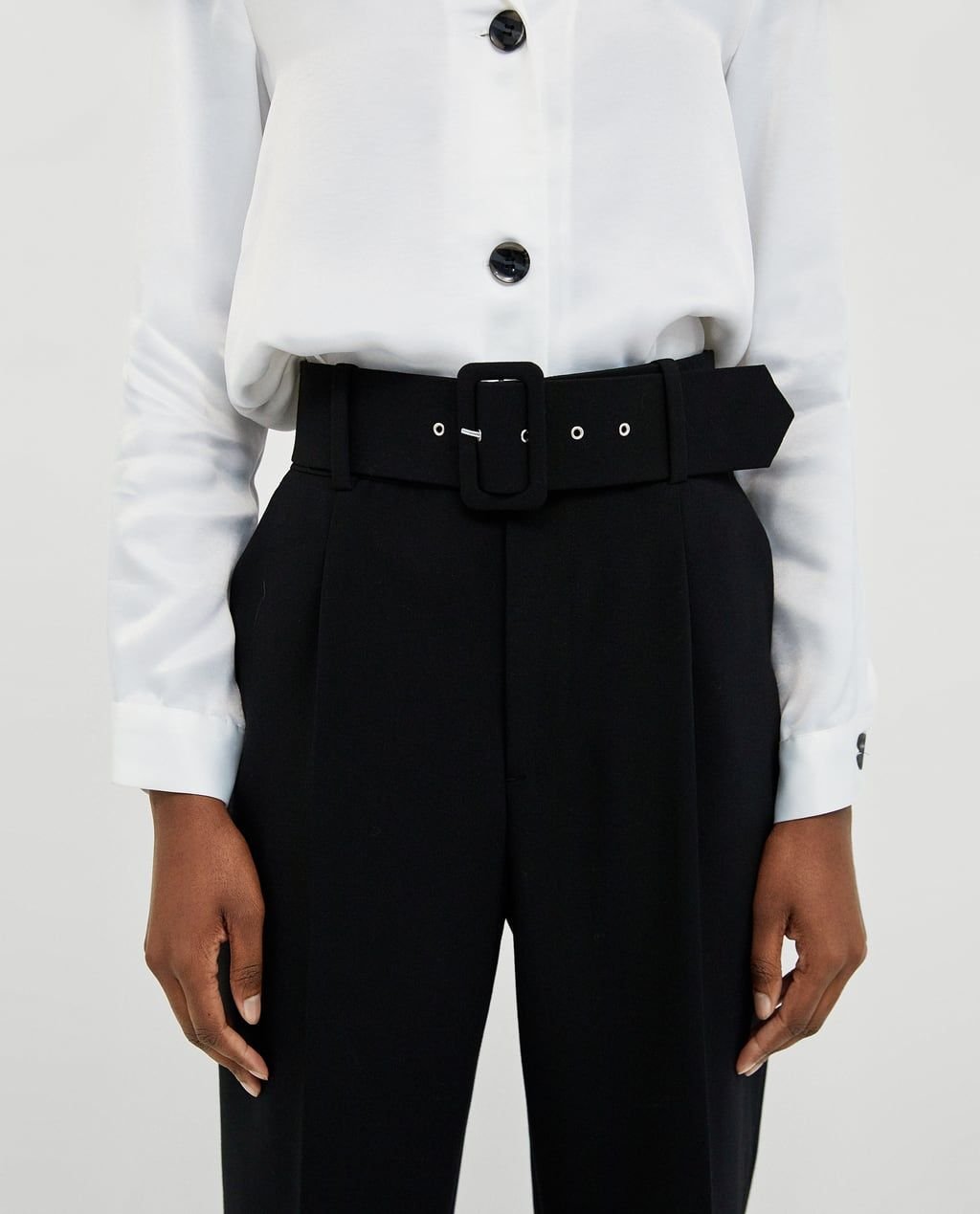 Штаны Зара с поясом черные