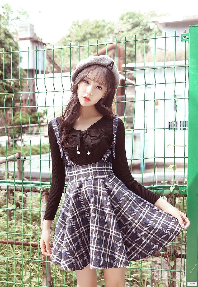 Сарафаны в клетку в корейском стиле