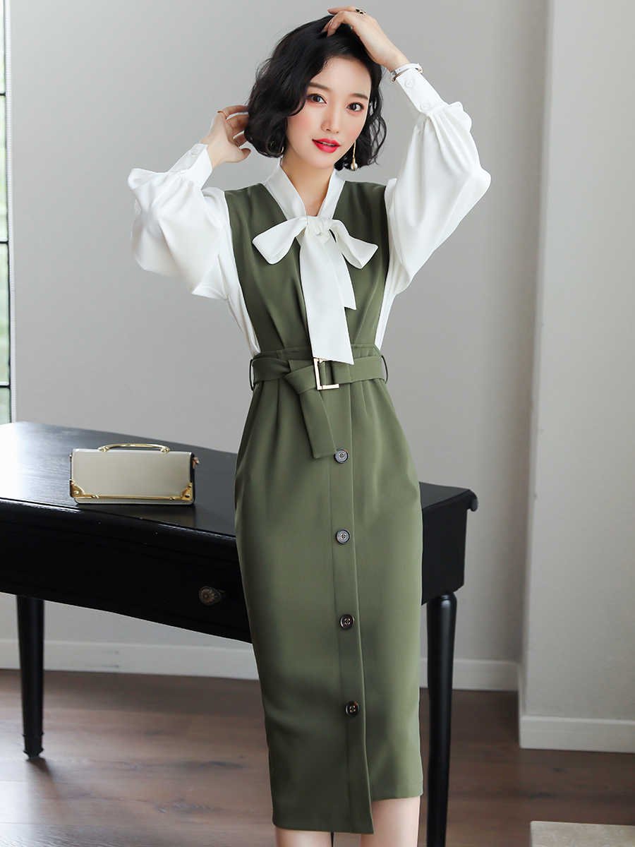 Корейские офисные платья