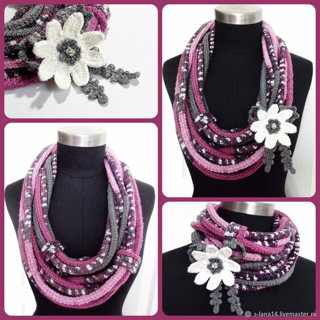 Украшение из шарфа и бусин