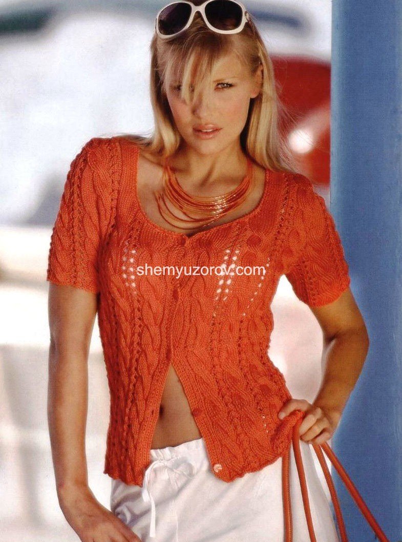 Оранжевая ажурная кофта для женщин
