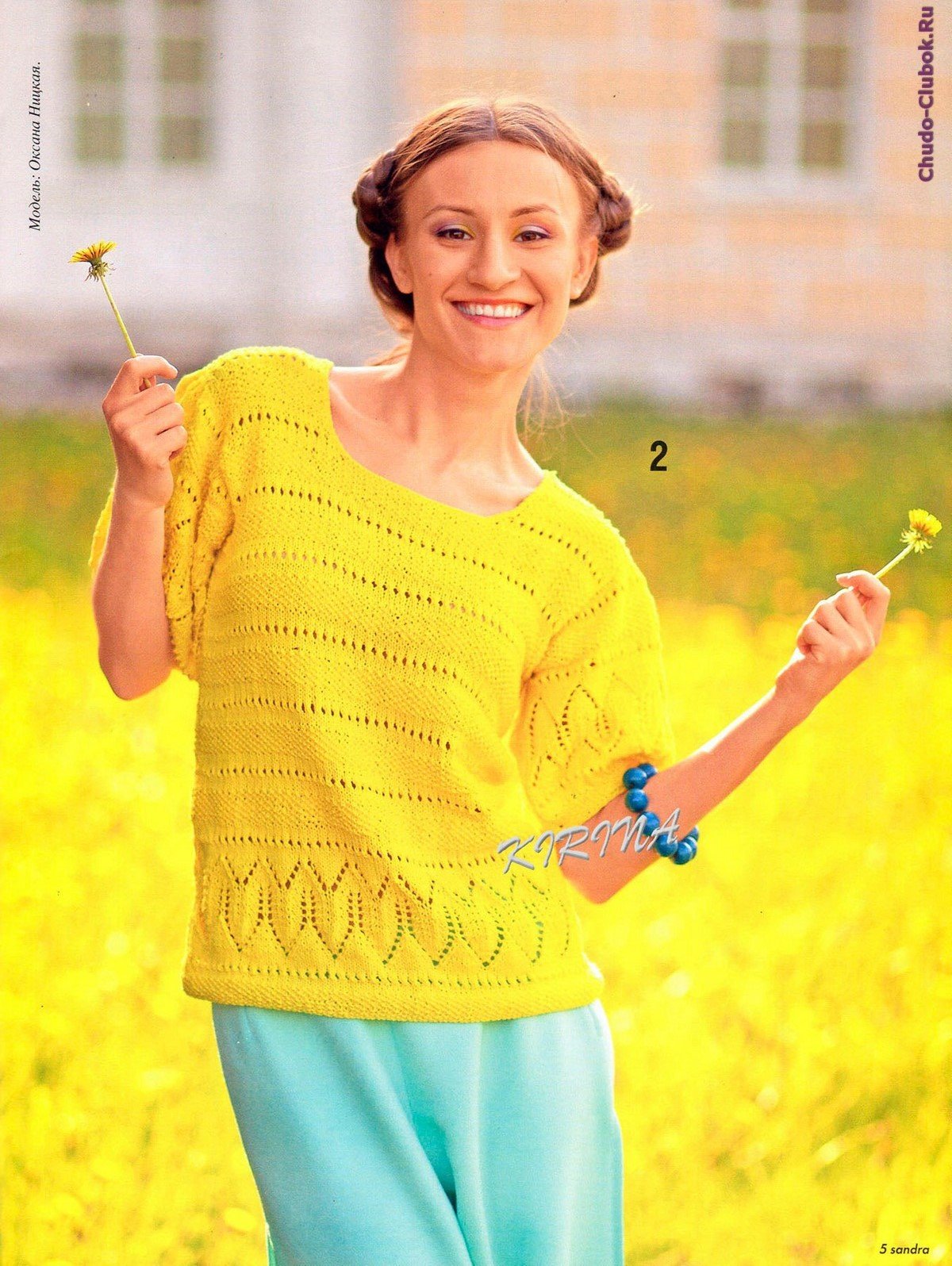 Желтая ажурная кофта