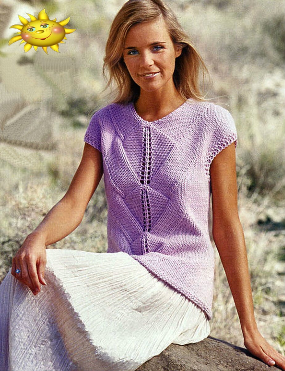 Летняя кофточка спицами из хлопка
