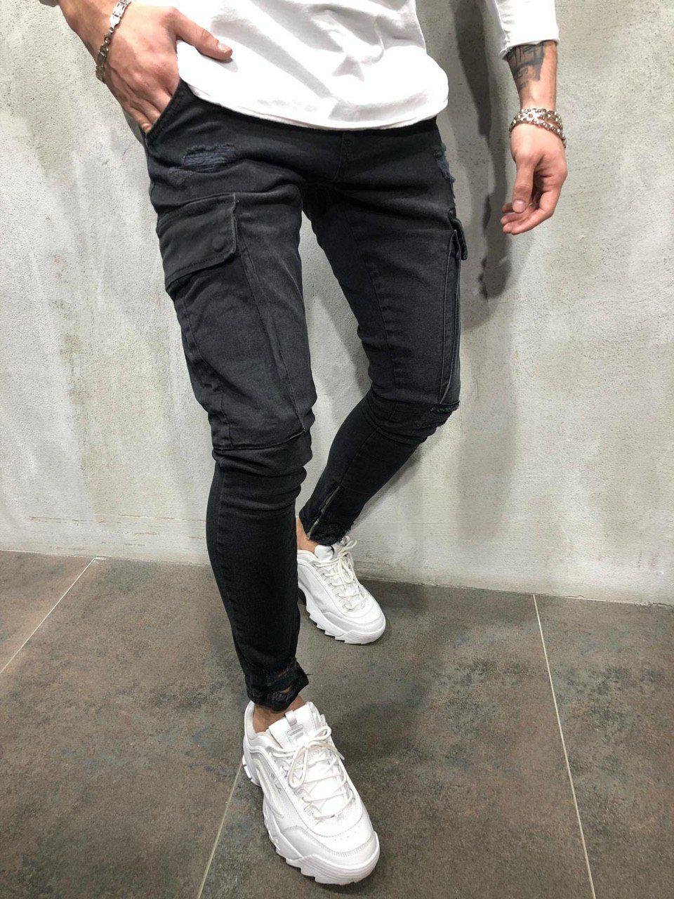 Джинсы карго черные