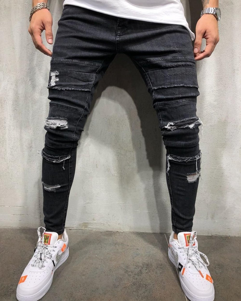 Черные рваные джинсы мужские