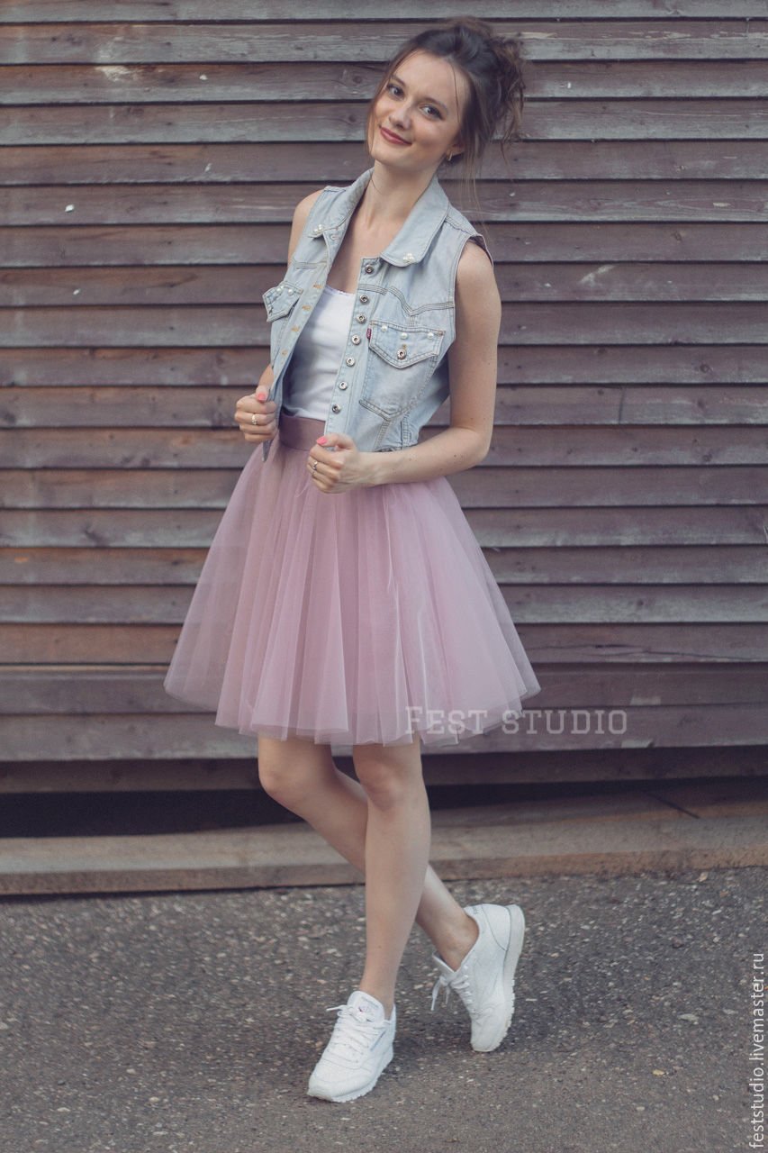 Розовая фатиновая юбка