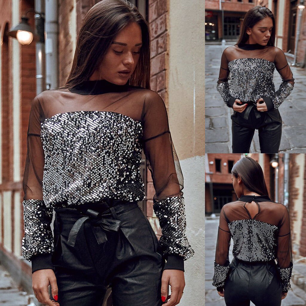 Блузка из блестящей ткани