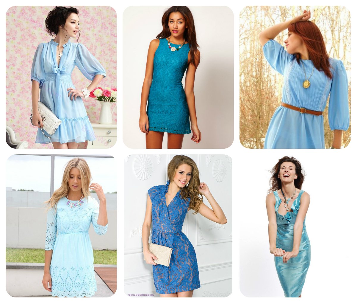 Маникюр под голубое платье