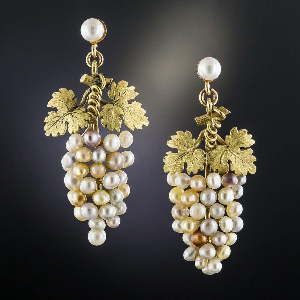 Серьги Виноградная гроздь Аквамарин золото