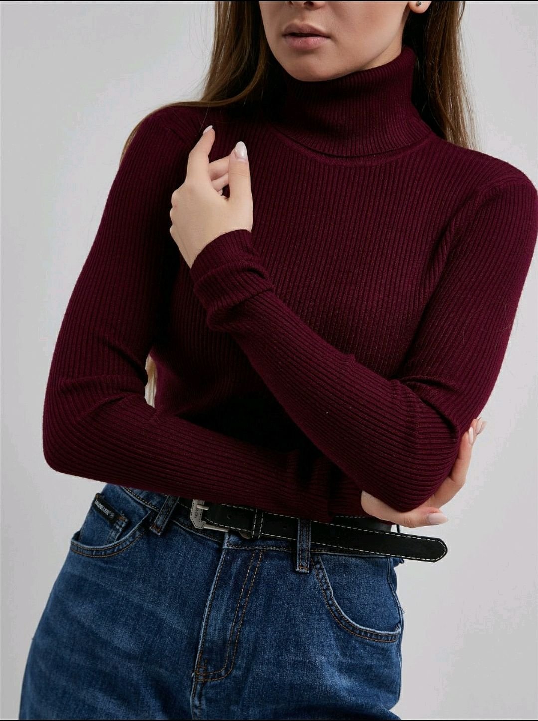 Бордовая водолазка женская