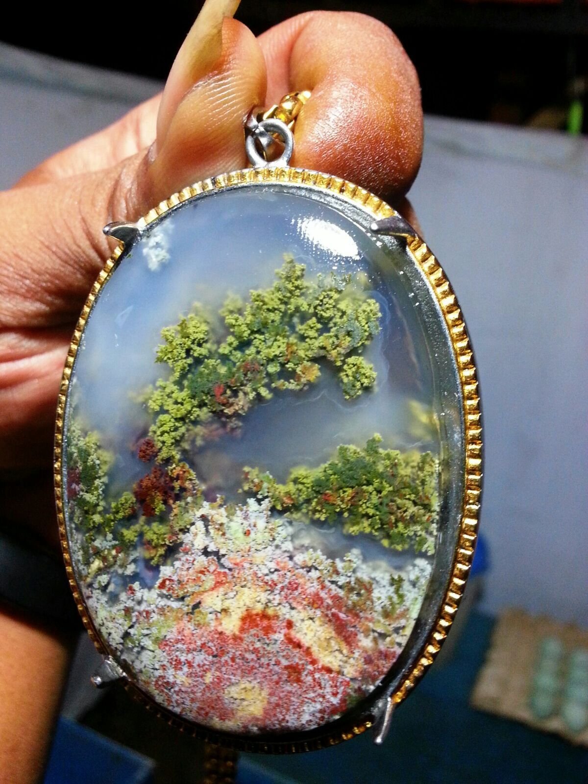 Моховой агат кольцо серебро