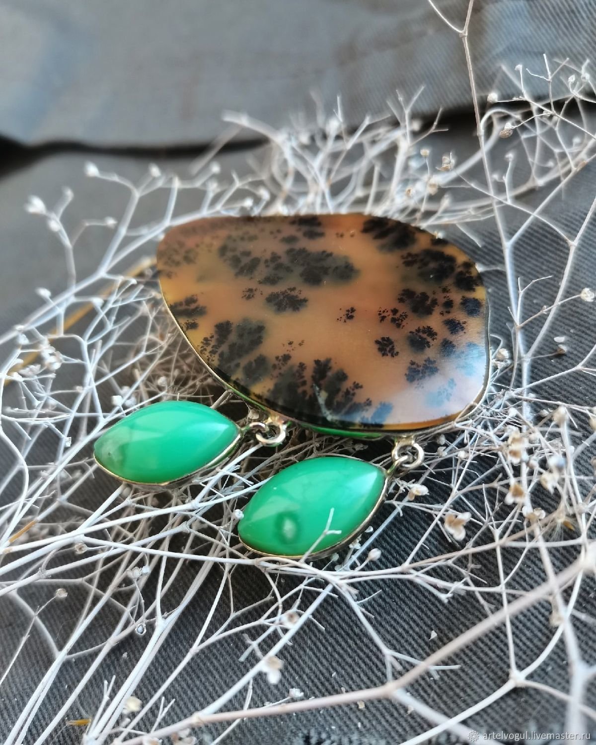 Моховой агат украшения
