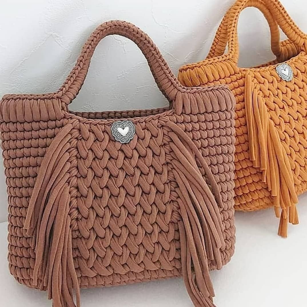 Вязаные сумки тоут из трикотажной пряжи крючком