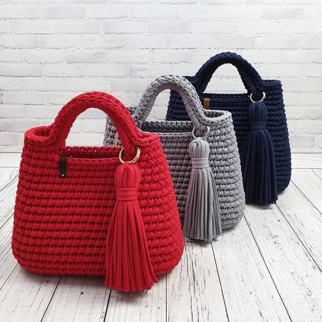 Вязание сумок из трикотажной пряжи