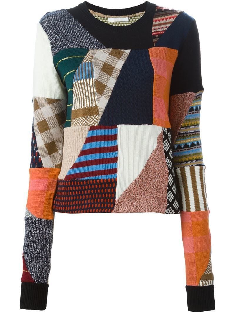 Разноцветное вязаное пальто