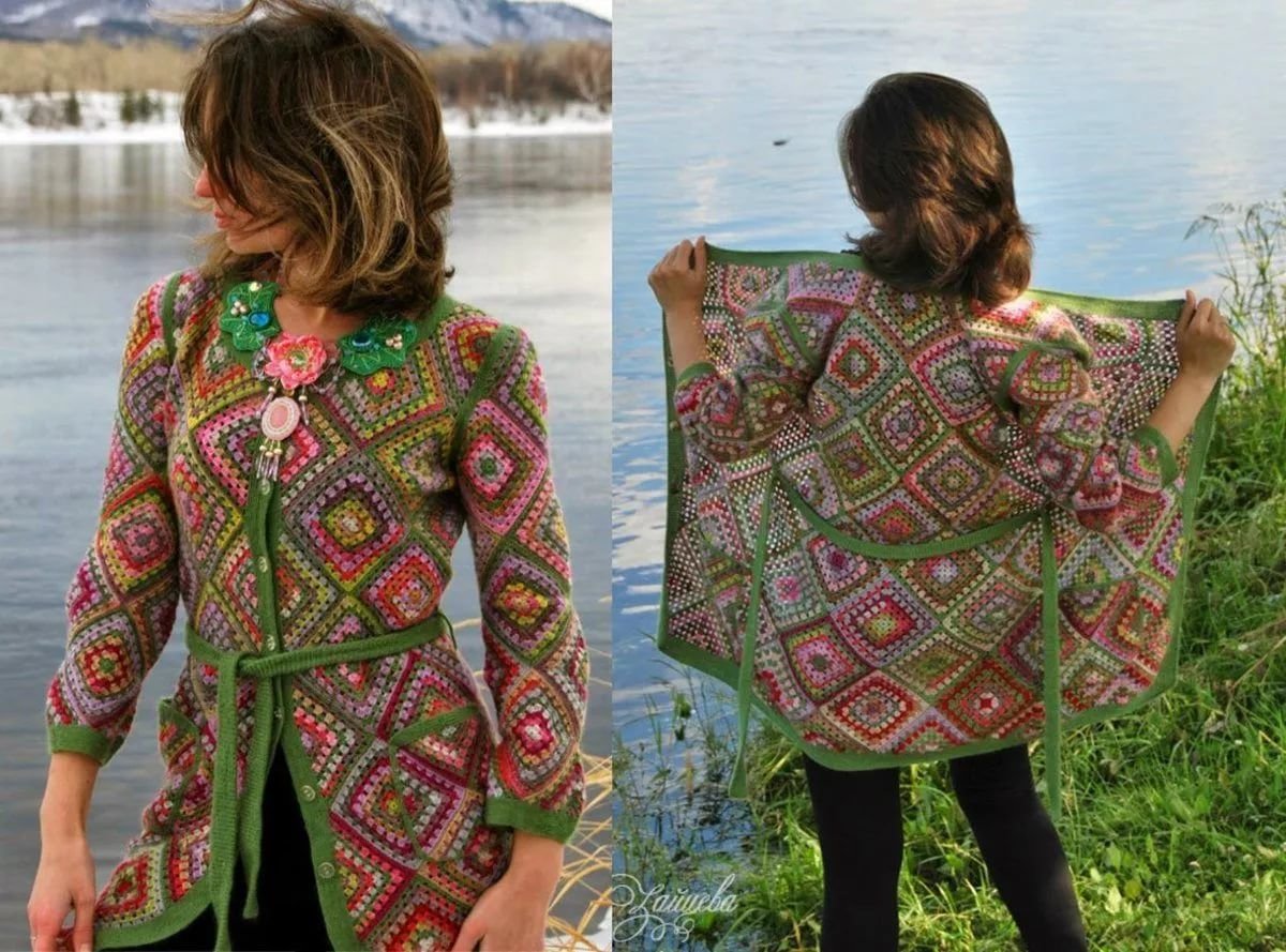 Вязаный пэчворк в одежде