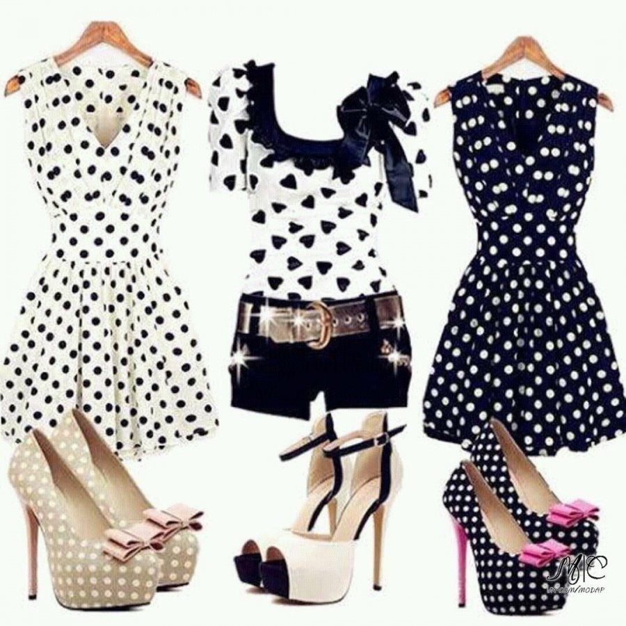 Туфли к платью в горошек