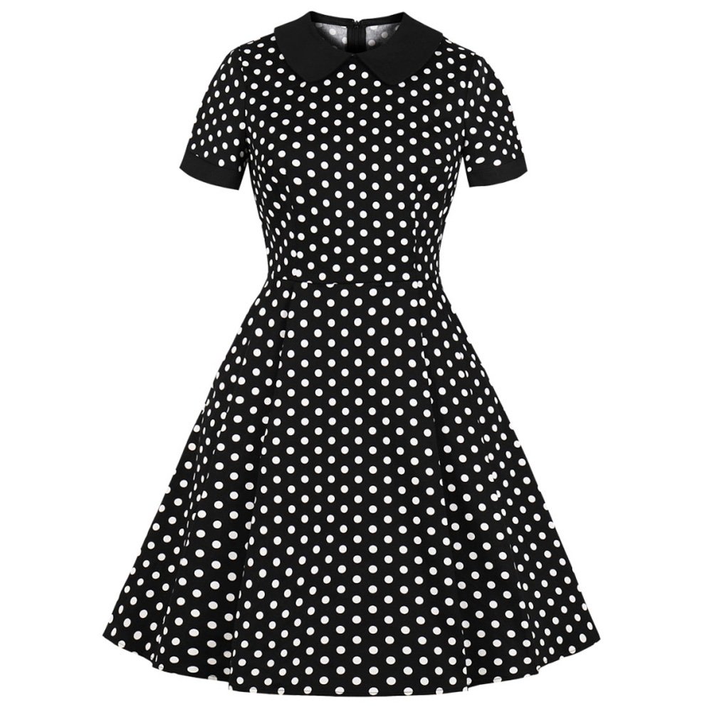 Платье в горошек с воротником