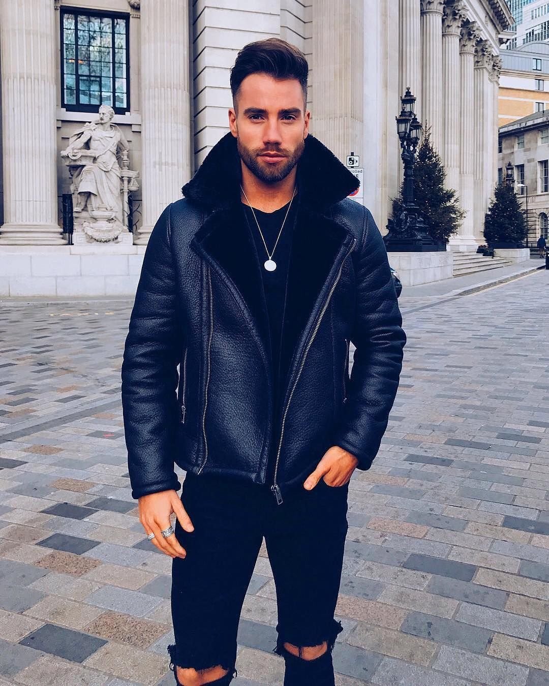 Мужской лук с дубленкой