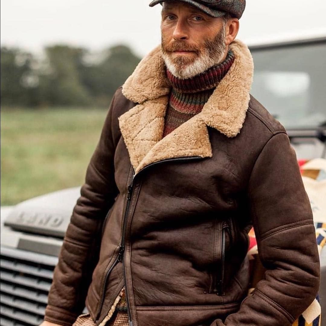 Мужской лук с дубленкой