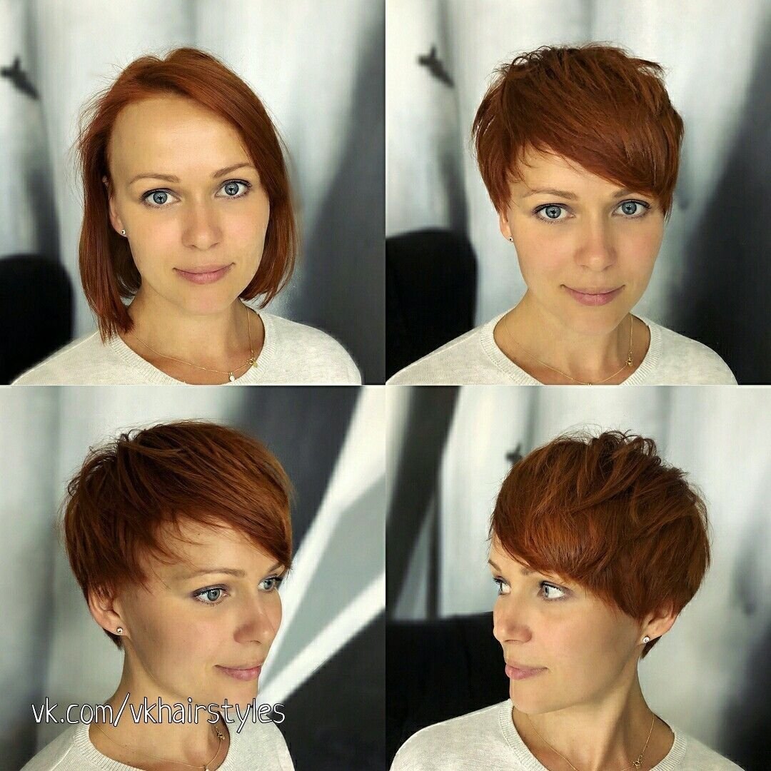 Короткие рыжие стрижки на полное лицо