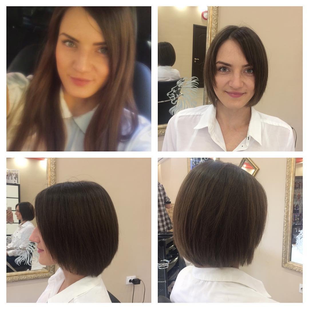 Градуированный Боб на средние волосы с удлинением