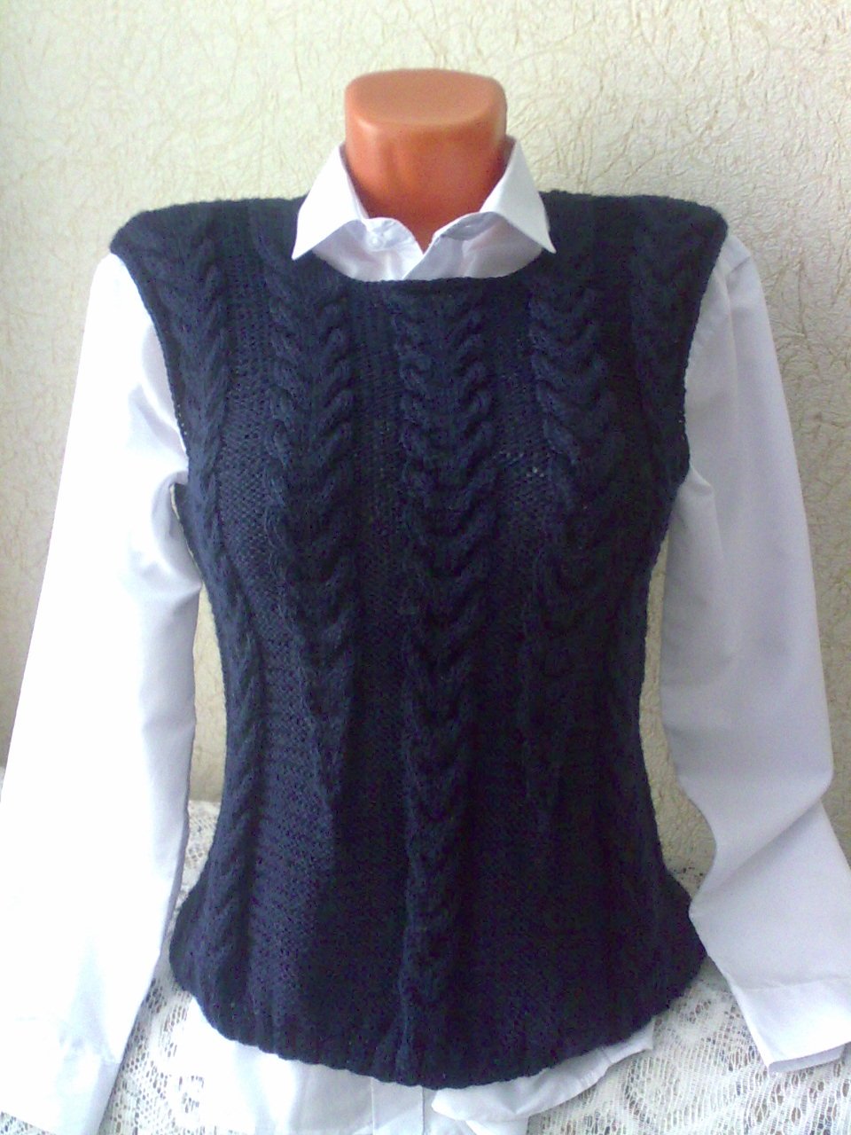 Рубашка с жилеткой женская вязаная