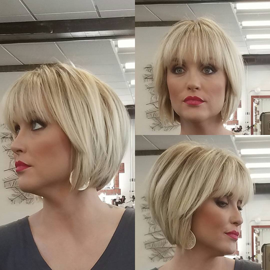 Стрижка Боб-каре с челкой вид сзади и спереди макушкой Боб