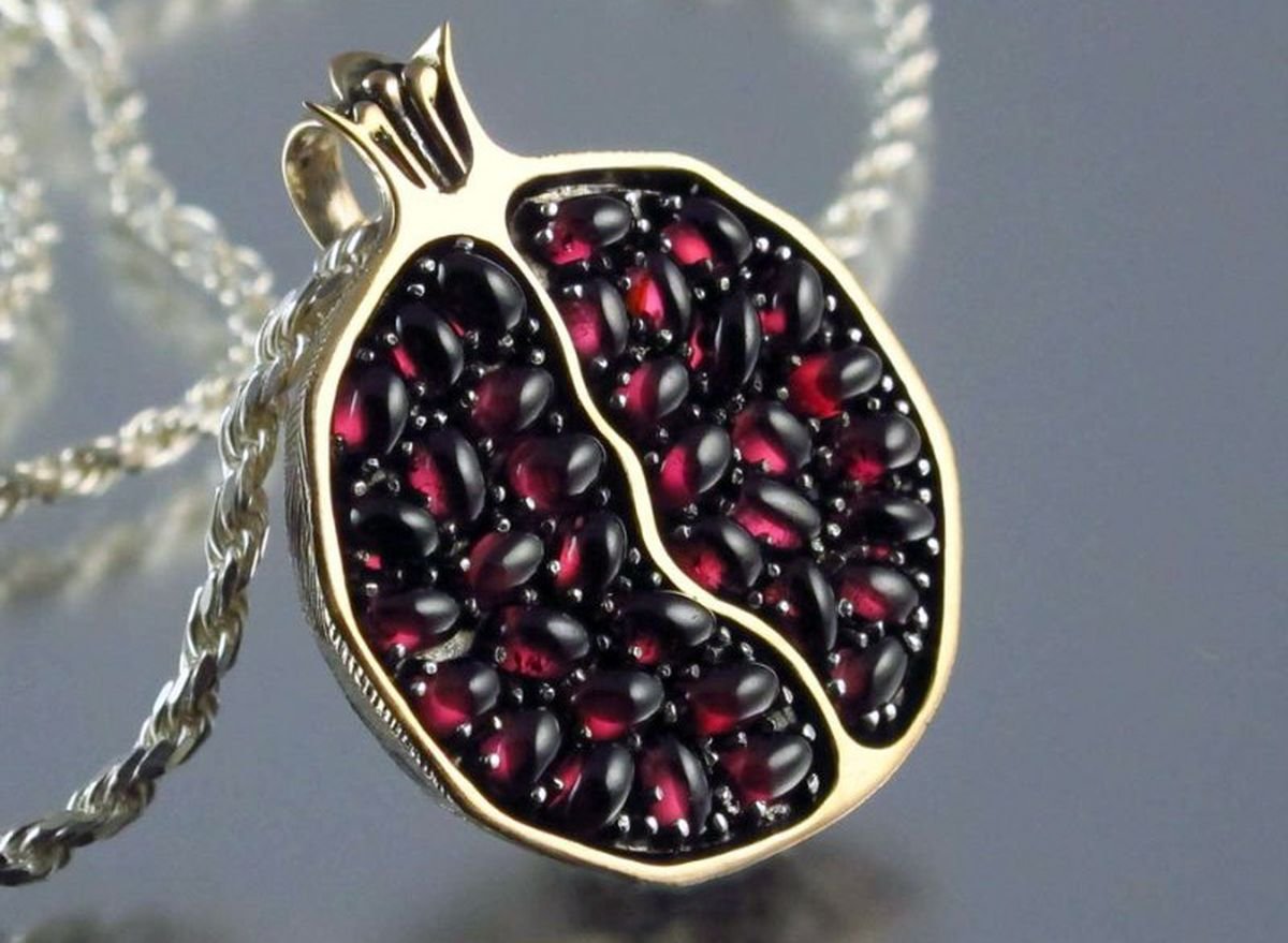 Серьги с гранатом гроздь