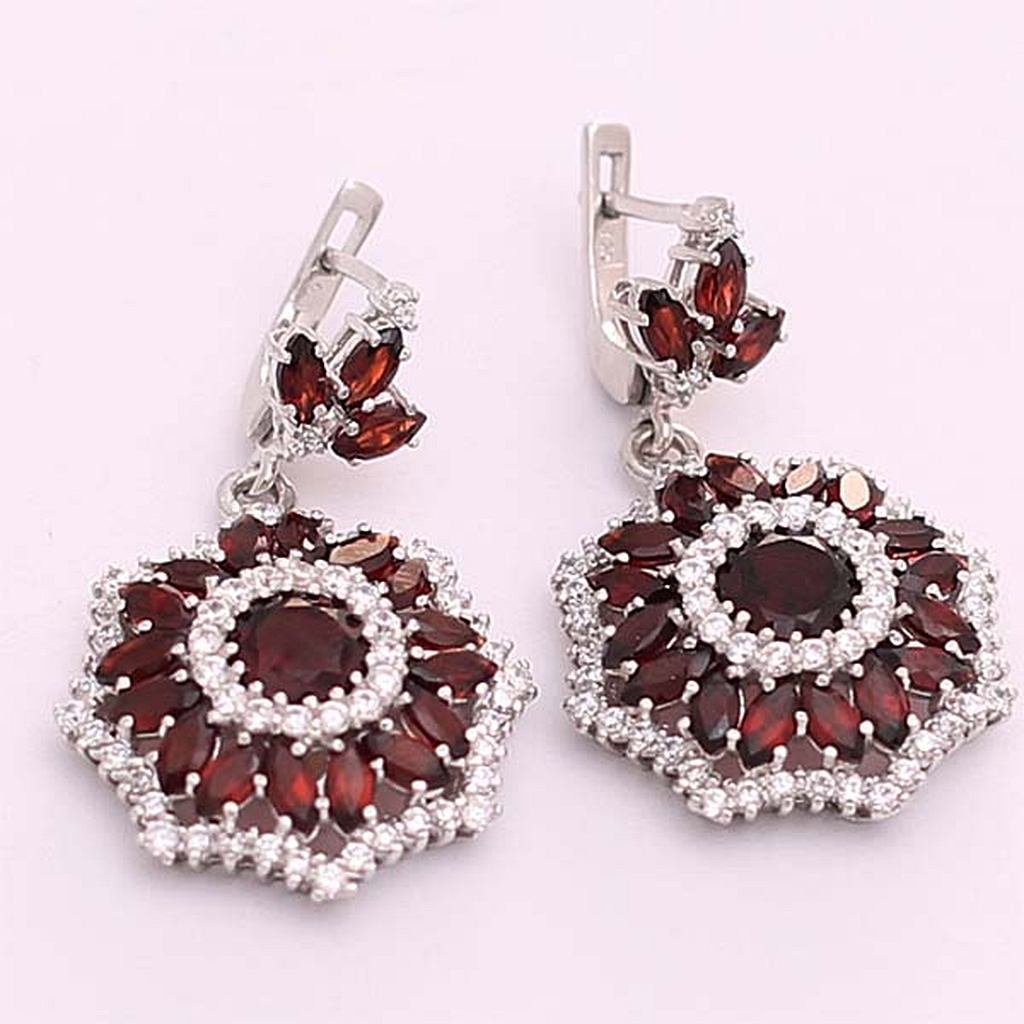 Ювелирочка серьги с гранатами серебро