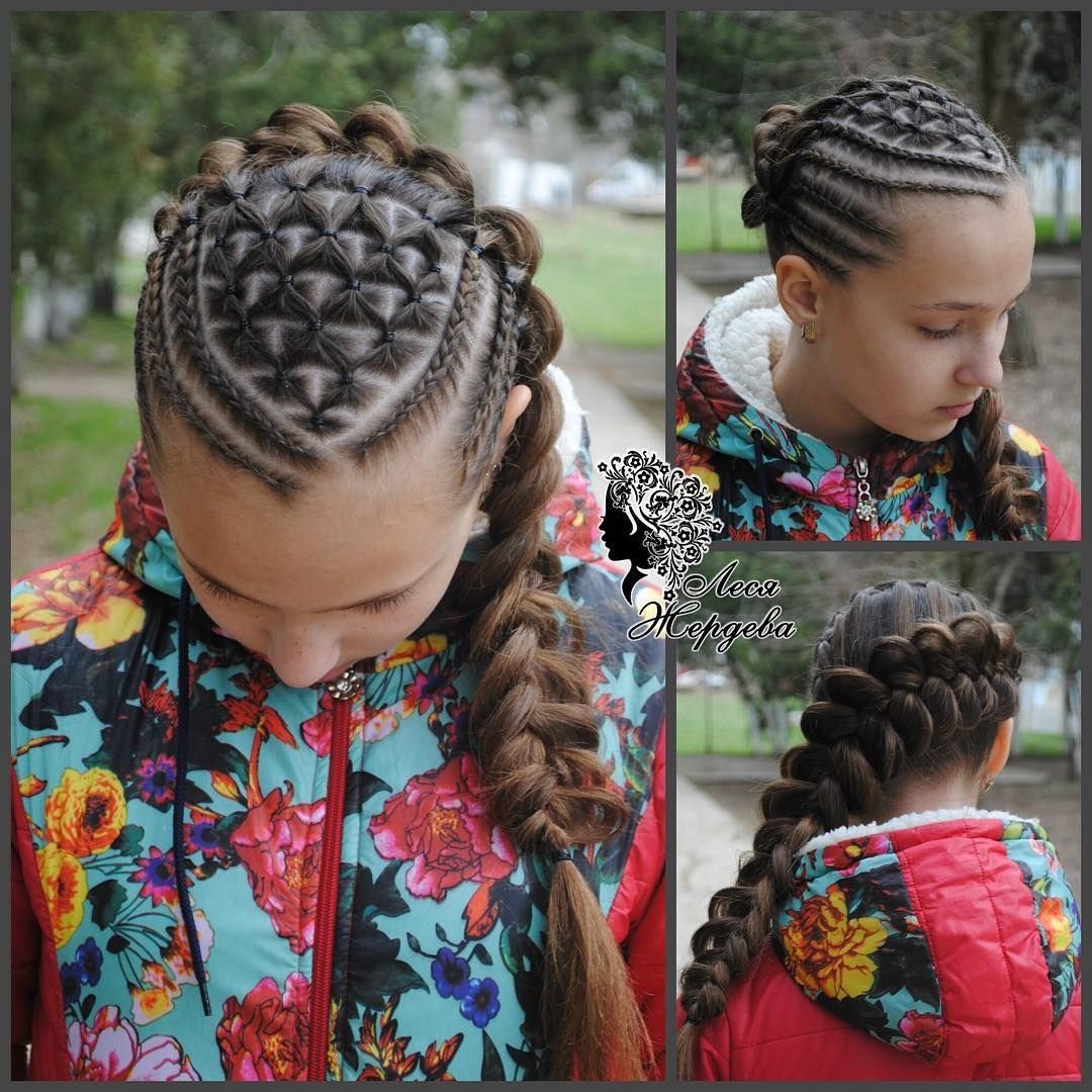 Прическа много косичек у девочки
