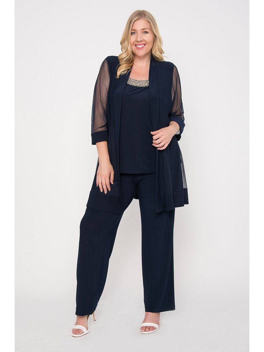 Деловой брючный костюм для полных женщин