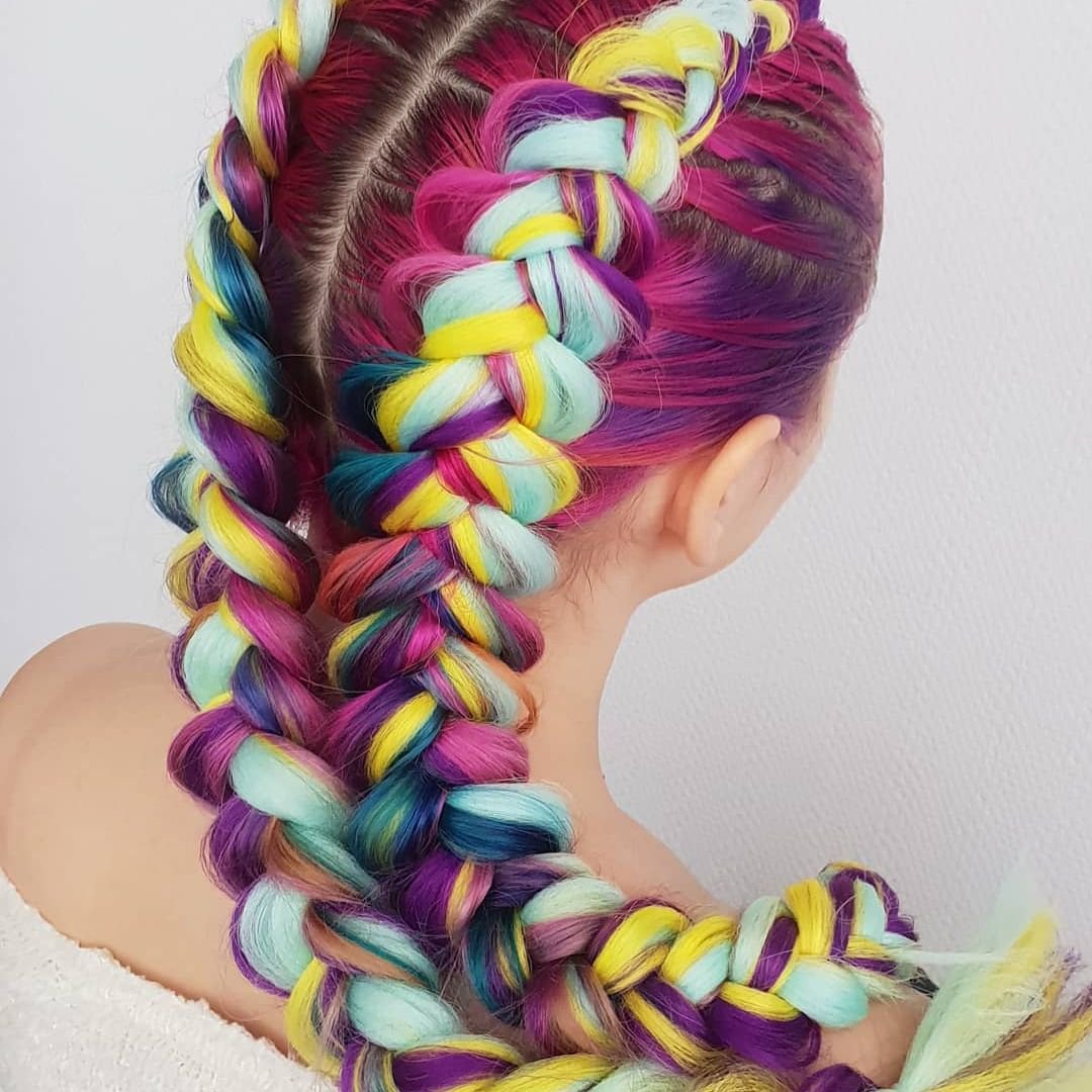 Как сделать косички радужные