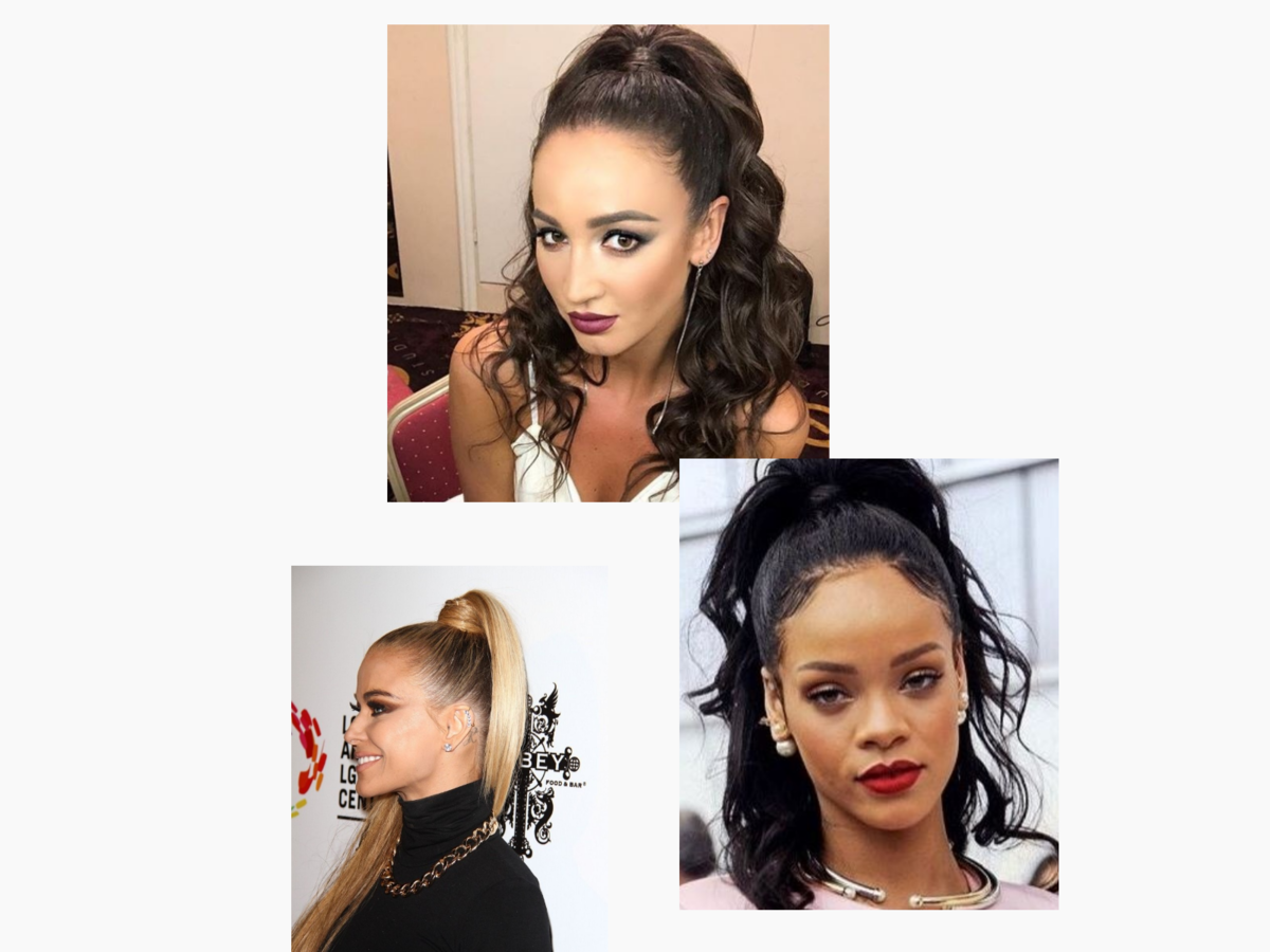 Прическа с высоким хвостом и распущенными волосами