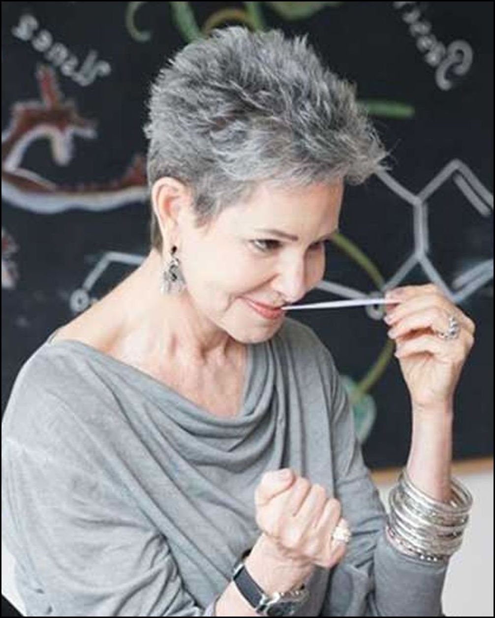 Стрижка Пикси на седых волосах