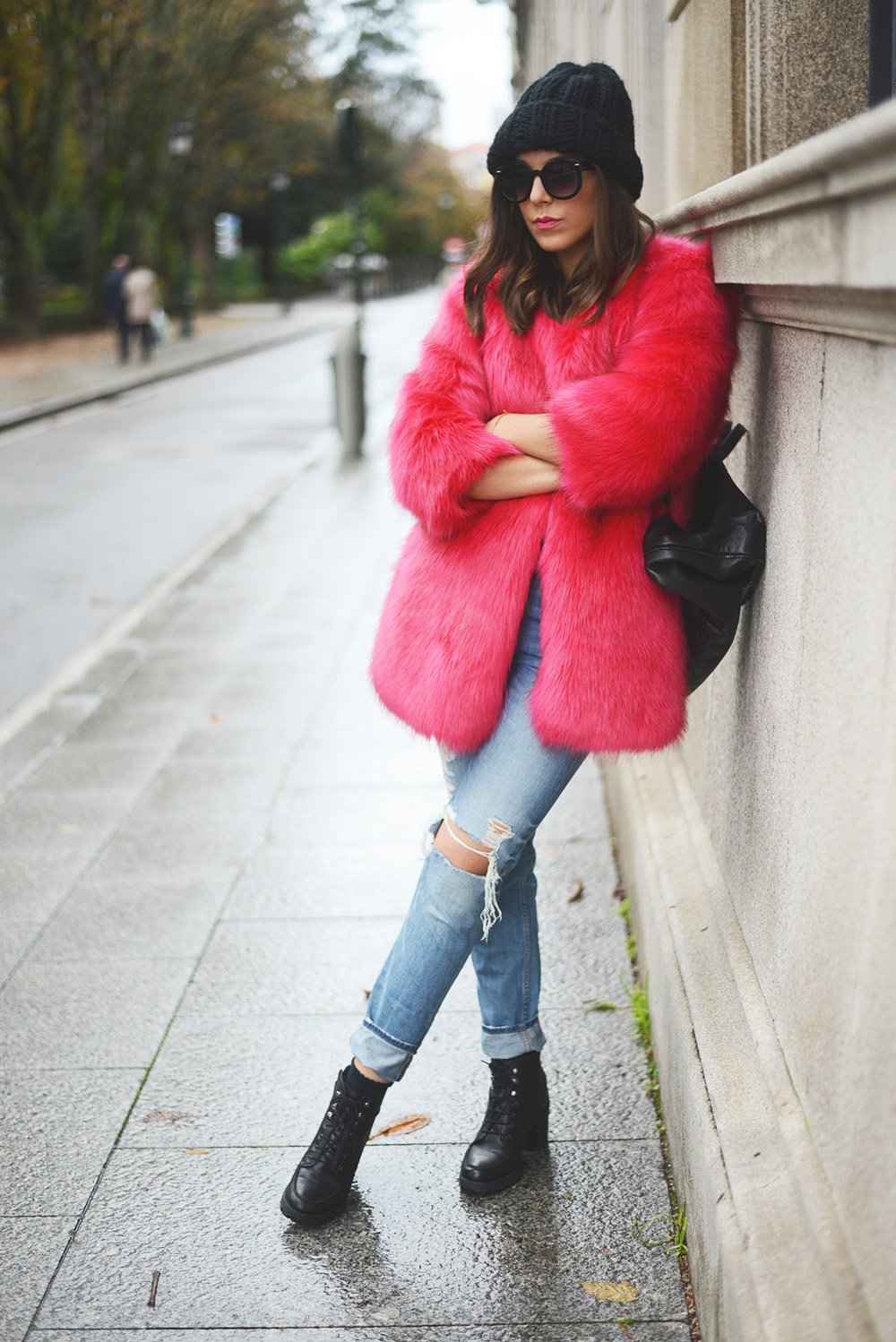Стрит стайл каракуль шуба