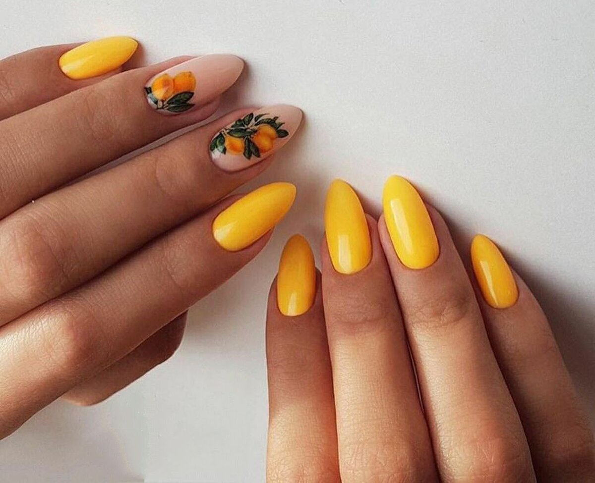 Ногти желтые осенние