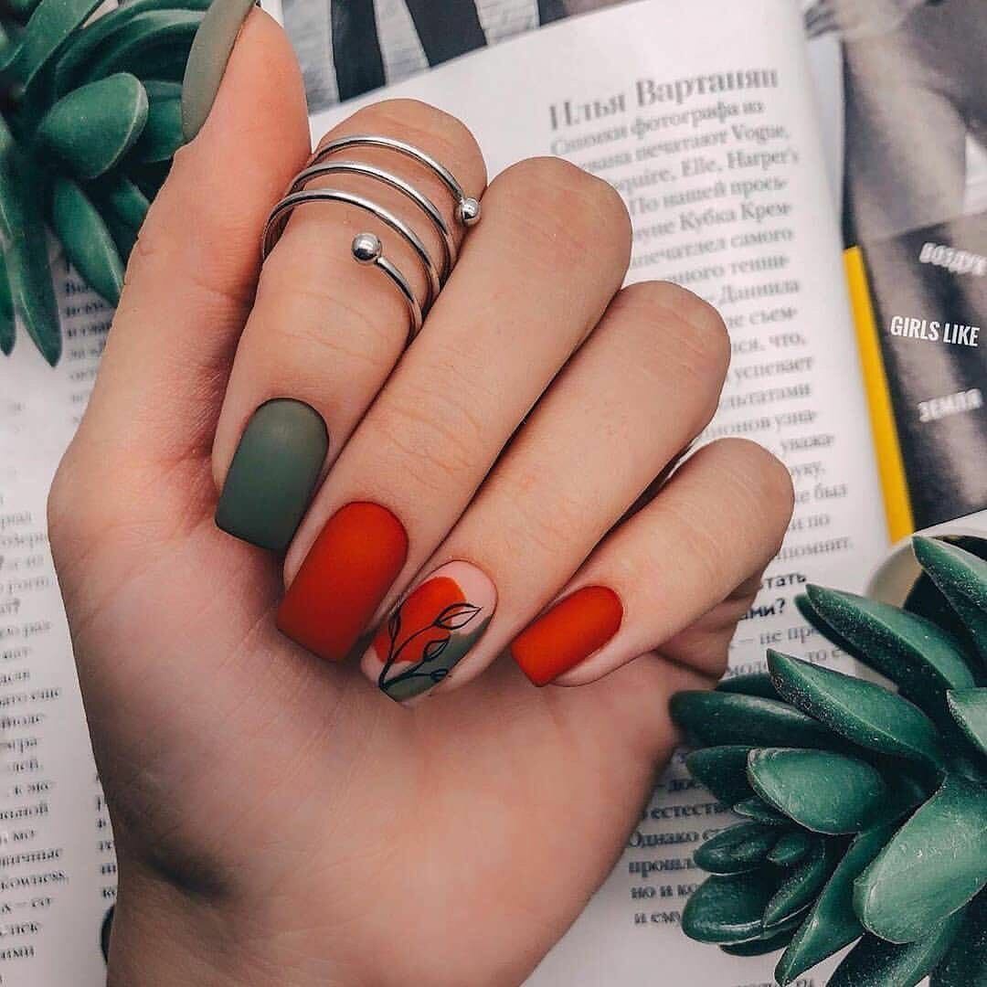 Осенний маникюр матовый