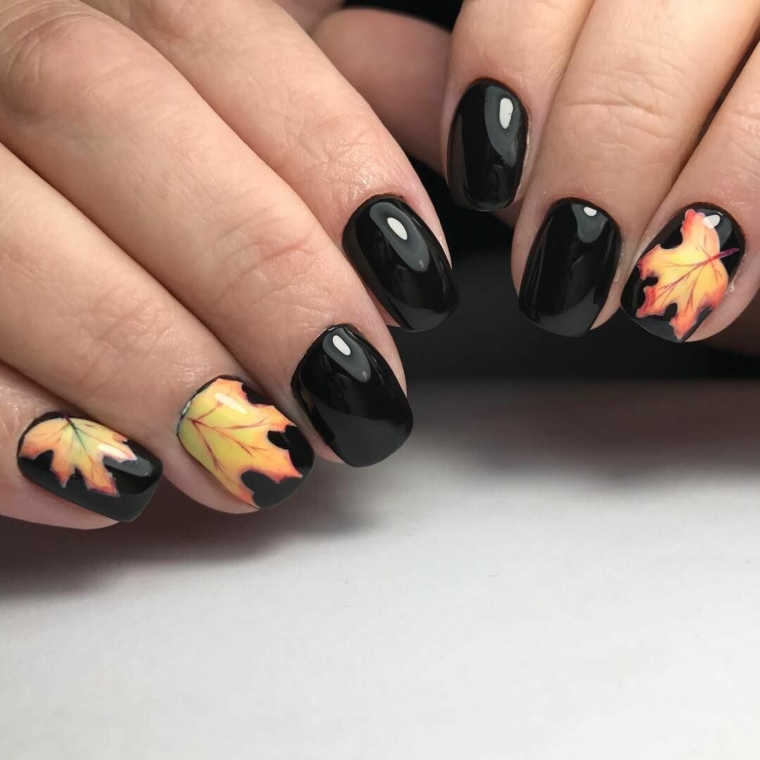 Гелевые ногти осень