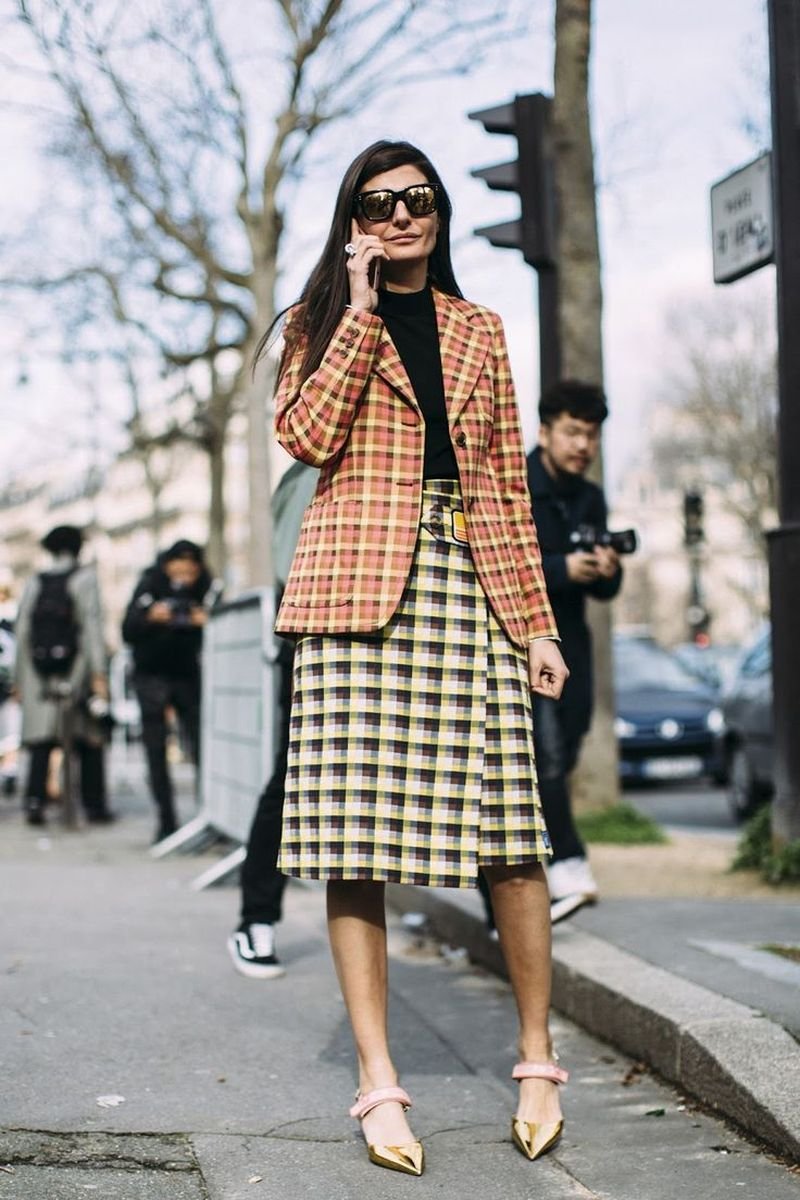 Клетчатая юбка с водолазкой