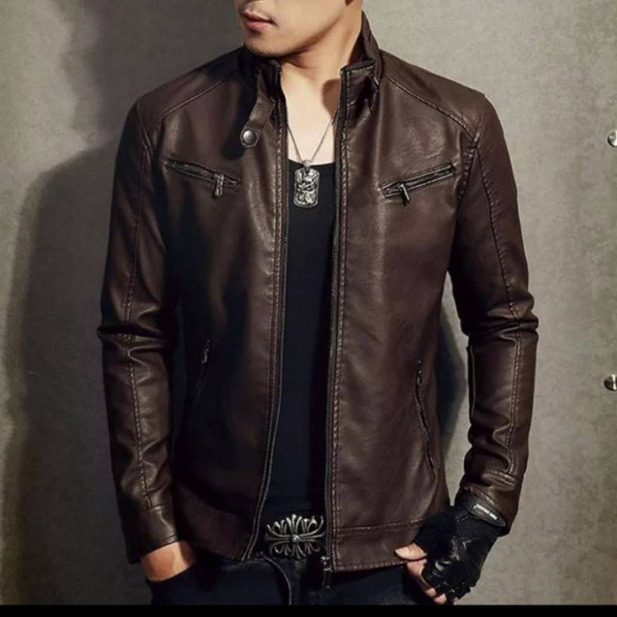 Мужской стиль с кожаной курткой