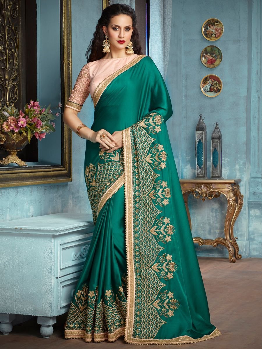 Индийское Сари зеленое