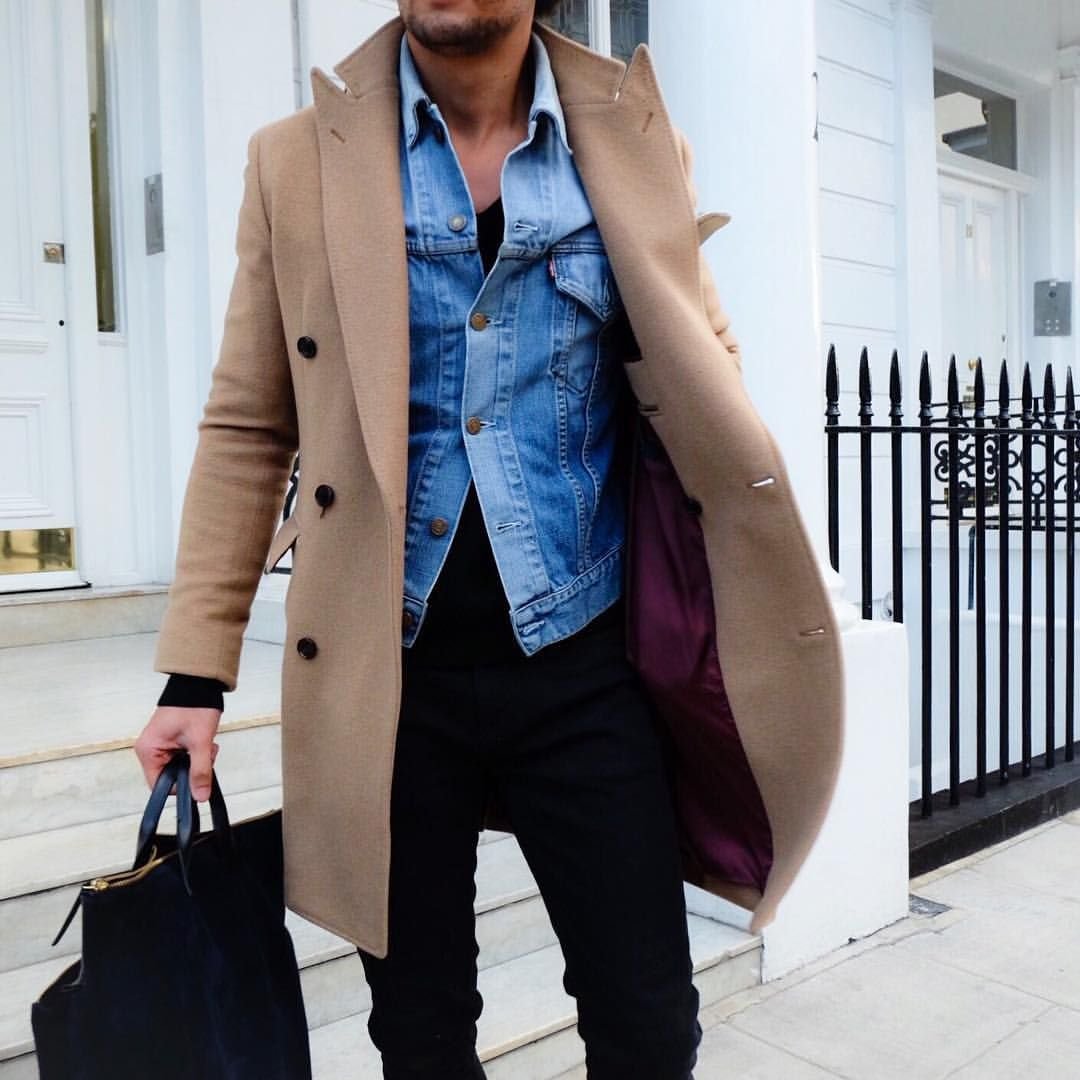 Пальто с шарфом мужское