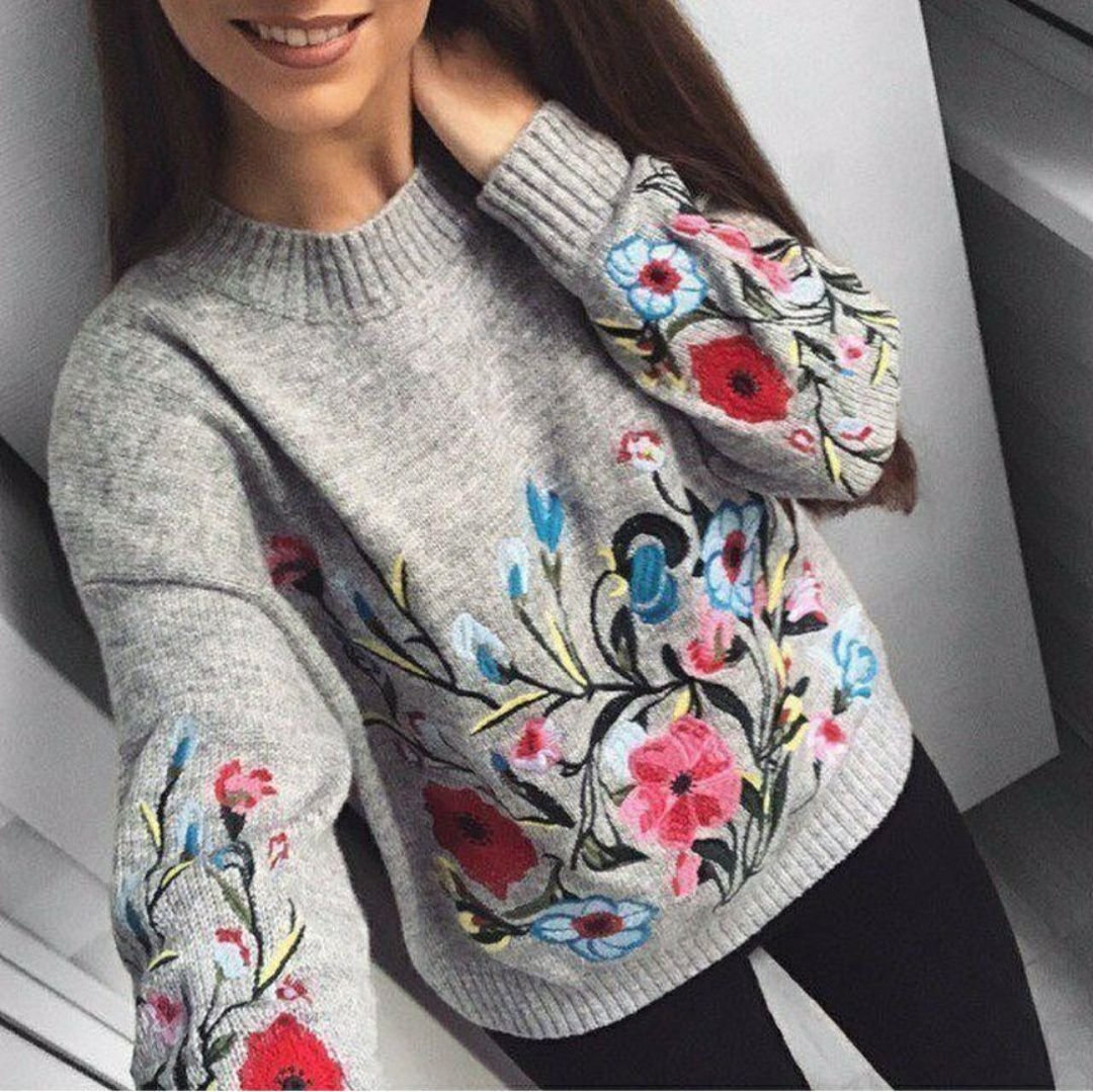 Модная вышивка на свитере