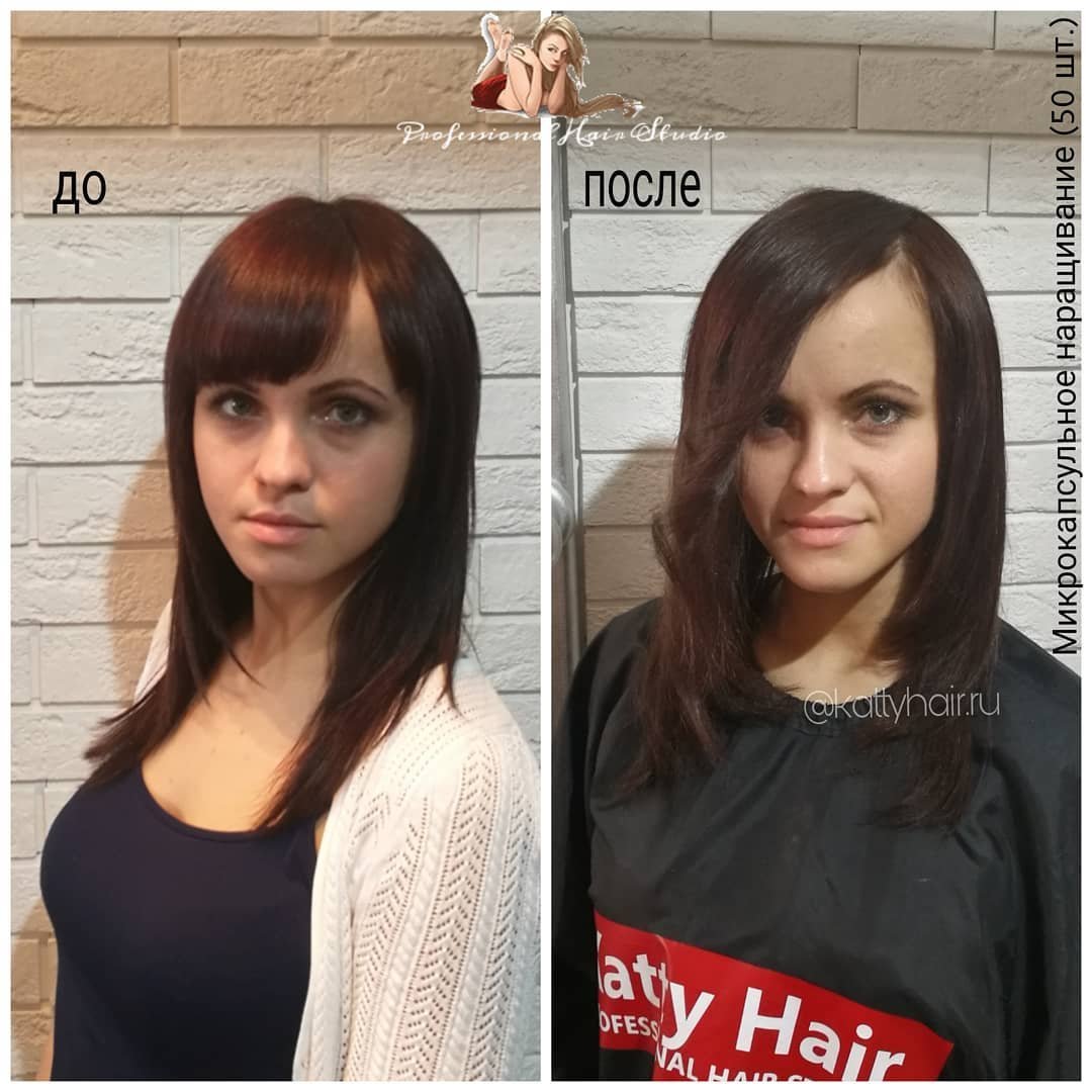Прически с челкой до и после