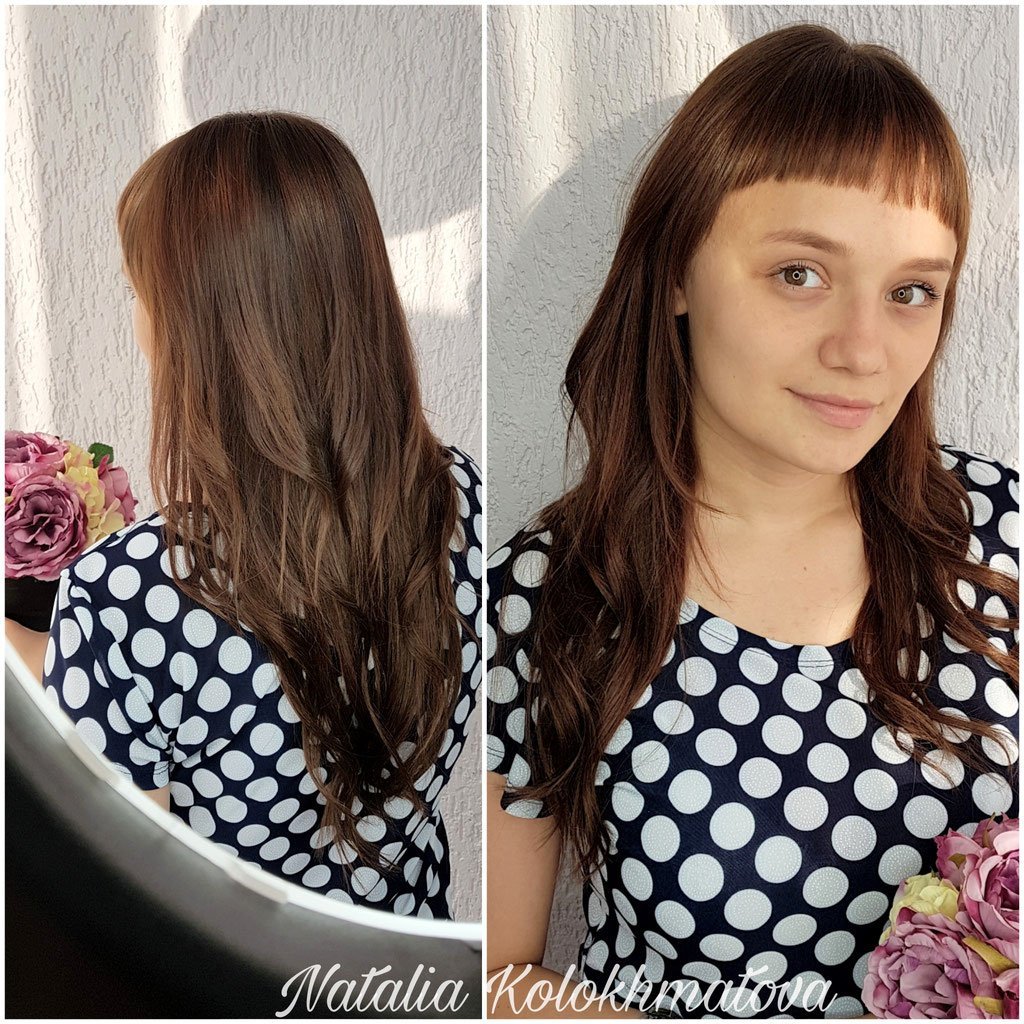 Наращивание челки фото