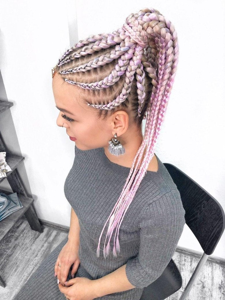 Косички брейды с канекалоном в хвост